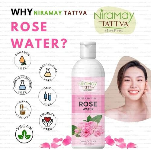 Niramay Tattva Rose Water, (Edible Gulab Jal) From Haldighati (Pure, Natural Gulab Ark), 200Ml