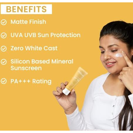 Earth Rhythm Matte Mineral Sunscreen Spf 50 With 9% Zinc Oxide For Daily Use | Pa+++, Zero White Cast & Non-Sticky, Matte Finish | Men & Women | - 50Ml