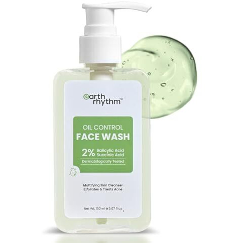 Earth Rhythm 2% Salicylic Acid Face Wash For Oily And Acne Prone Skin, Anti Acne Face Cleanser | Men & Women - 150Ml