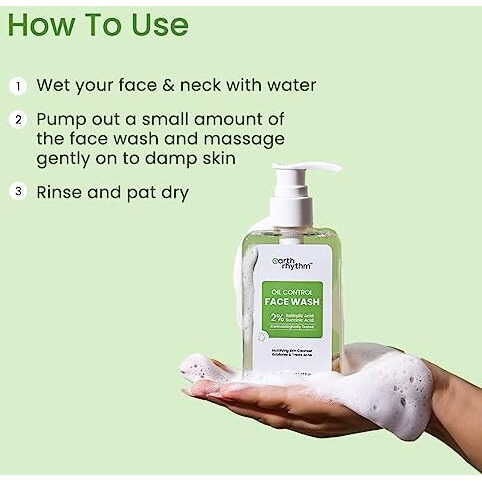 Earth Rhythm 2% Salicylic Acid Face Wash For Oily And Acne Prone Skin, Anti Acne Face Cleanser | Men & Women - 150Ml