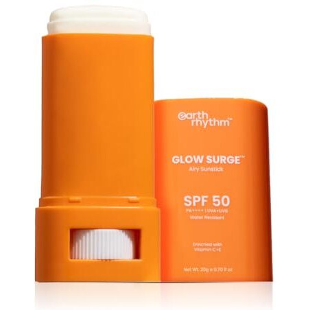 Earth Rhythm Glow Sunscreen Stick Spf 50, Pa++++ With Vitamin C, Zinc Oxide, Vitamin E | Water Resistant, Lightweight, No White Cast | Men & Women | For All Skin Types - 20G