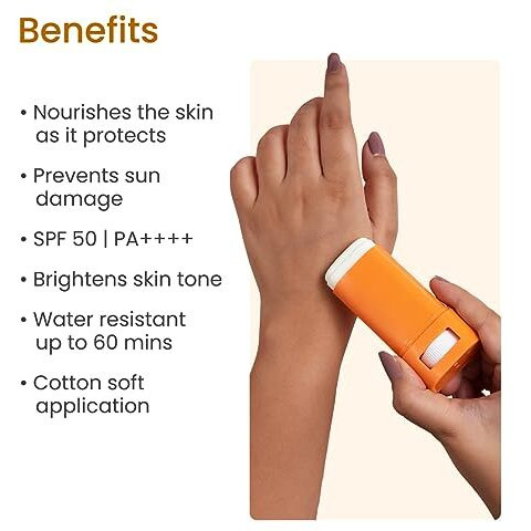 Earth Rhythm Glow Sunscreen Stick Spf 50, Pa++++ With Vitamin C, Zinc Oxide, Vitamin E | Water Resistant, Lightweight, No White Cast | Men & Women | For All Skin Types - 20G