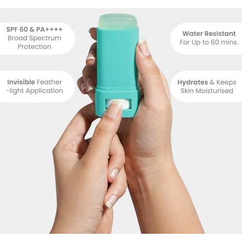 Earth Rhythm Aqua Surge Hyaluronic Sunscreen Stick Spf 60, Pa++++ Uva/Uvb Protection With Hyaluronic Acid & Ceramides For Hydration, Lightweight, No White Cast Sunscreen For Dry Skin - 20G