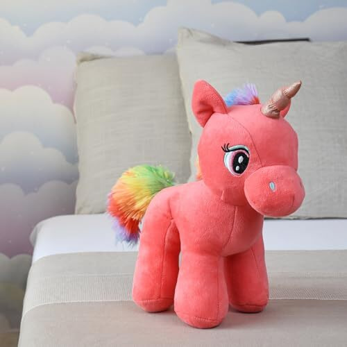 Mirada Enchanting Rainbow Coral Unicorn Soft Toy For Girls/Kids | Floppy And Glittery With Sparkling Horn | Soft Stuffed Plush Animal |- 29Cm