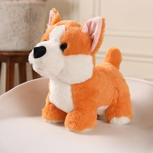 Mirada Brown Corgi Dog Soft Toy | Adorable Plush Animal Husky Dog For Kids | Soft And Huggable Stuffed Toy -25 Cm
