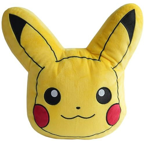 Mirada Yellow Pokemon Pika - Chu Face Soft Toy - Officially Licensed - Soft & Comfortable Plush Pillow - Great For Fans & Kids - 35Cm