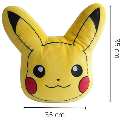 Mirada Yellow Pokemon Pika - Chu Face Soft Toy - Officially Licensed - Soft & Comfortable Plush Pillow - Great For Fans & Kids - 35Cm