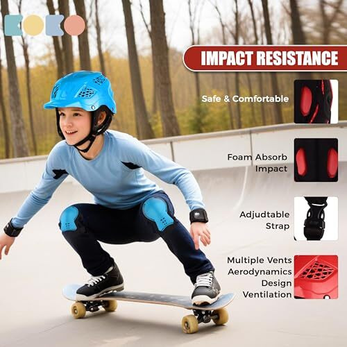 Koko Dragon Kids Skating & Cycling Helmet | Protective Gear For Boys & Girls (Light Blue, X-Small 520 Mm)