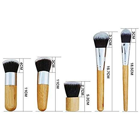 Miss & Mam Professional Makeup Brushes Set Foundation Blending Brush Tool Cosmetic Kits Makeup Set Brusher + Puff - Wooden