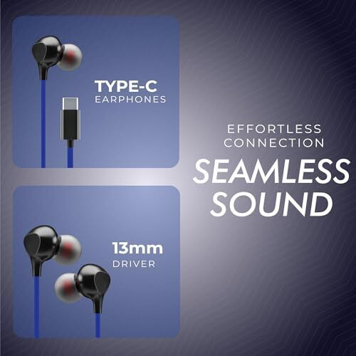 Kratos Thump-Pro Type C Earphone With 13 Mm Driver, Tangle Free 1.2 Mtr Nylon Braided Wire, In-Line Volume Controller, Ultra Light C Type Earphones Compatible With Oneplus, Samsung, Oppo, Vivo, Redmi