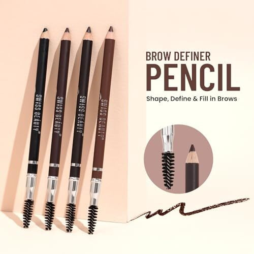 Swiss Beauty Eyebrow Definer Pencil With Spoolie | Smudge Proof, Waterproof And Pigmented Eyebrow Pencil |Shade - Deep Brown, 1.5Gm |