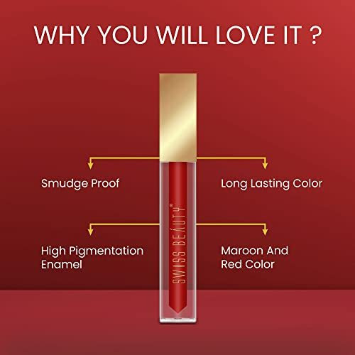 Swiss Beauty Tradition Liquid Sindoor| Smudge-Proof | Long-Lasting | Shade- Jewel Maroon, 6Ml