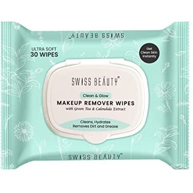 Swiss Beauty Clean & Glow Makeup Remover Wipes | With Green Tea And Calendula Extracts| Cleansing And Hydrating Facial Wipes| 30 Wipes