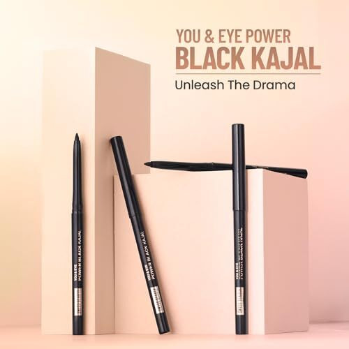 Swiss Beauty You & Eye Power Black Kajal | Waterproof & Smudge-Proof | 24 Hour Stay | Matte Finish Black Kajal | 0.30Gm