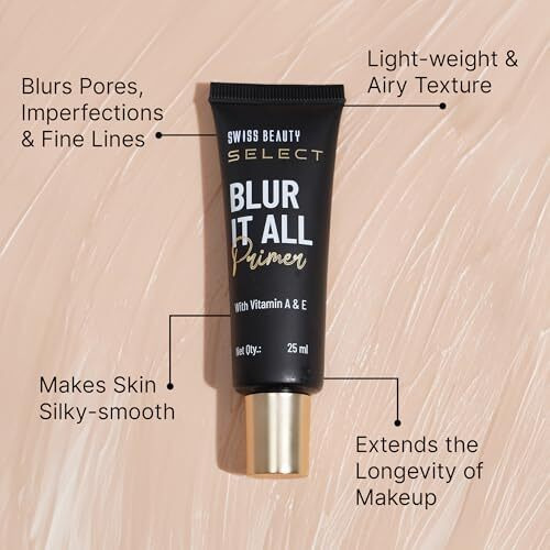 Swiss Beauty Select Blur It All Primer | Minimises Pores And Fine Lines | Infused With Vitamin E And A | 25Ml |