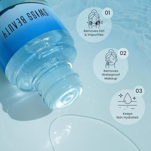 Swiss Beauty Bi-Phased Micellar Face Cleansing Water | Removes Dirt, Impurities And Waterproof Makeup | With Aloe Vera And Witch Hazel | 100 Ml