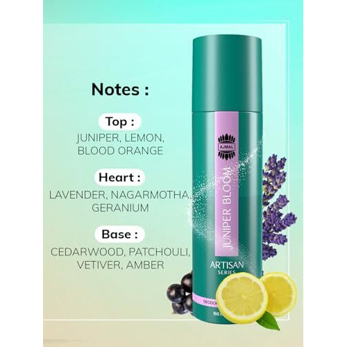 Ajmal Artisan Orchid Love, Juniper Bloom, Smoky Musk, And Musky Wood Deodorant Perfume 150Ml Each - Unisex Pack Of 4