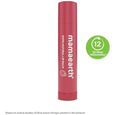 Mamaearth Nourishing Tinted 100% Natural Lip Balm With Vitamin E And Strawberry - 4 G|12-Hour Moisturization|Naturally Red Lips|For Dry&Chapped Lips|Natural Tint|Brightens Lips|Tinted Lip Balm