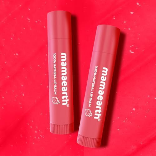Mamaearth Nourishing Tinted 100% Natural Lip Balm With Vitamin E And Strawberry - 4 G|12-Hour Moisturization|Naturally Red Lips|For Dry&Chapped Lips|Natural Tint|Brightens Lips|Tinted Lip Balm