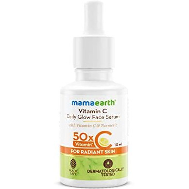 Mamaearth Vitamin C Daily Glow Face Serum For Men & Women - Vitamin C Serum For Glowing Skin, Oily Skin & Dark Spots, With 50X Vitamin C -10Ml