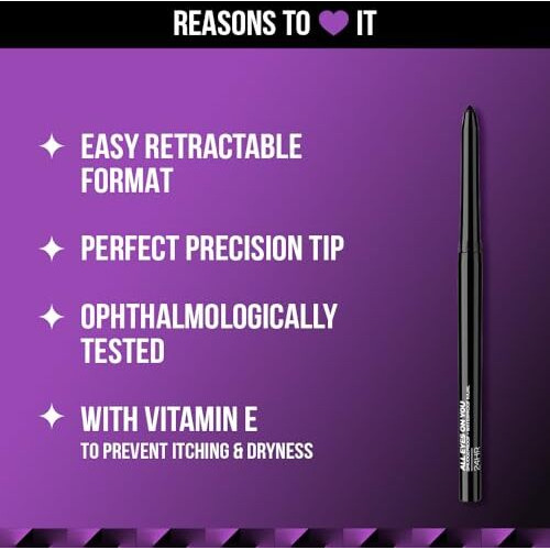Staze 9To9 All Eyes On You Pencil Kajal | Smudgeproof, Waterproof & 24Hrs Long Stay | One Stroke Smooth Glide | Ultra-Pigmented Intense Black Matte Finish | 01 Blackest Black | 0.3G