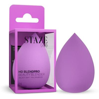 Staze 9To9 Hd Blendpro Beauty Blender | Velvety Soft + Multipurpose Makeup Sponge | Reuable Blending Sponge For Loose Powder And Foundation | 01 Teardrop
