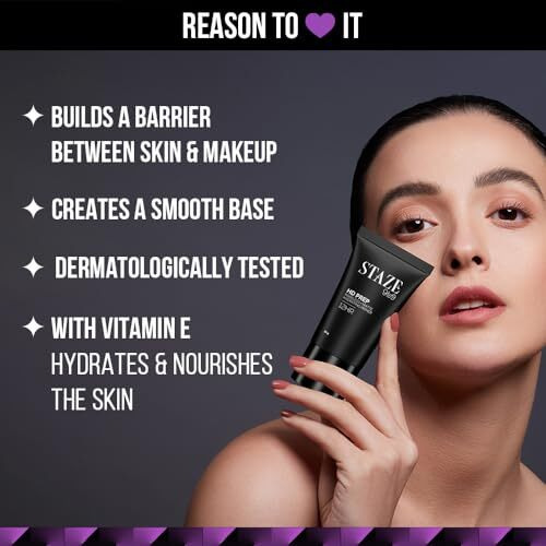 Staze 9To9 Hd Prep Hydrating Primer | For Smooth & Flawless Base | Blurs Pores, Fine Lines & Wrinkles | Waterproof Makeup Base | 12H Longlasting | Suitable For All Skin Types | 30 G