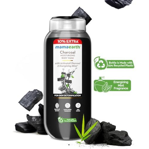 Mamaearth Charcoal Moisturizing Body Wash With Activated Charcoal & Energizing Mint Scent For Skin Detoxification-275Ml | Deeply Cleanses |Intensely Moisturizes |Long-Lasting Fragrance |All Skin Types