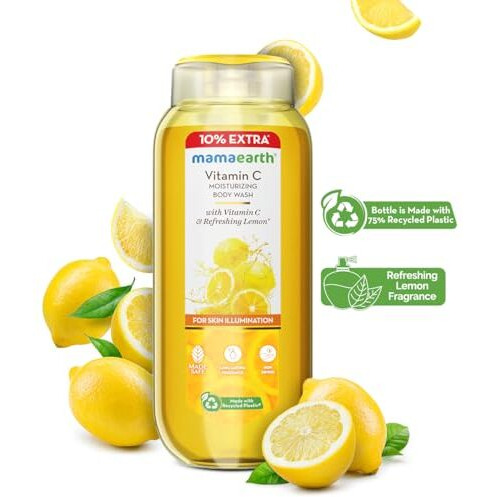 Mamaearth Vitamin C Moisturizing Body Wash With Vitamin C & Refreshing Lemon Scent For Skin Illumination- 275Ml|Deeply Cleanses|Intensely Moisturizes|Long-Lasting Fragrance|Radiant Glow|All Skin Types