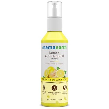 Mamaearth Lemon Anti-Dandruff Hair Oil For Flaky Scalp 100Ml|Scalp Irritation Relief|Nourishes Scalp & Hair|Contains Lemon, Ginger, Apiscalp (Clinically Proven), Svetakutaja Oil, Neem, Salicylic Acid