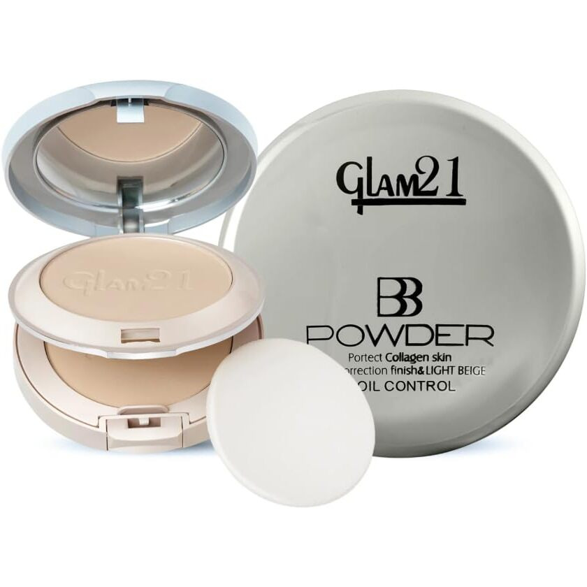 Glam21, 2-In-1 Compact Powder (Bb Powder 20Gm)| Instant Weightless Matte Finish Look | Long-Lasting | Peerless Soft Skin | Natural-02