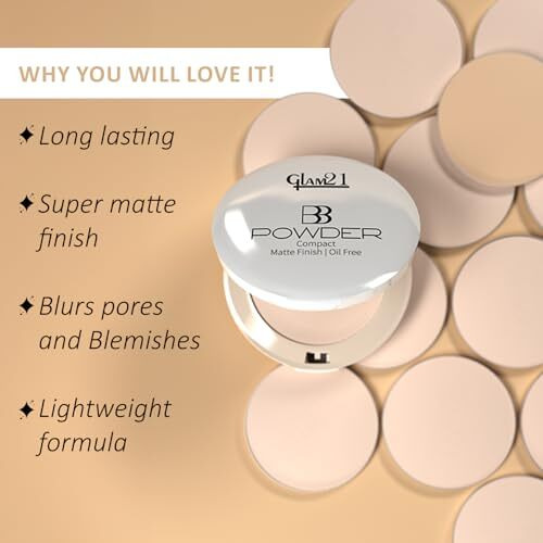 Glam21, 2-In-1 Compact Powder (Bb Powder 20Gm)| Instant Weightless Matte Finish Look | Long-Lasting | Peerless Soft Skin | Natural-02