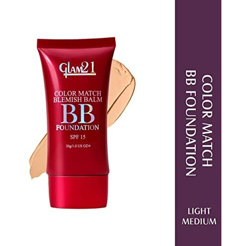 Glam21 Color Match Bb Foundation Spf15 I Dual Purpose Of Foundation & Sunscreen Blemish-Free Glow | Non-Cakey Daily Use | Non-Greasy & Lightweight | Long-Lasting Radiant Makeover| 30Gm - 03 Light Medium