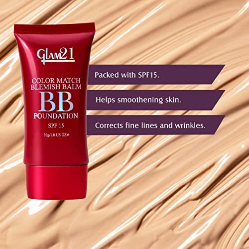 Glam21 Color Match Bb Foundation Spf15 I Dual Purpose Of Foundation & Sunscreen Blemish-Free Glow | Non-Cakey Daily Use | Non-Greasy & Lightweight | Long-Lasting Radiant Makeover| 30Gm - 03 Light Medium