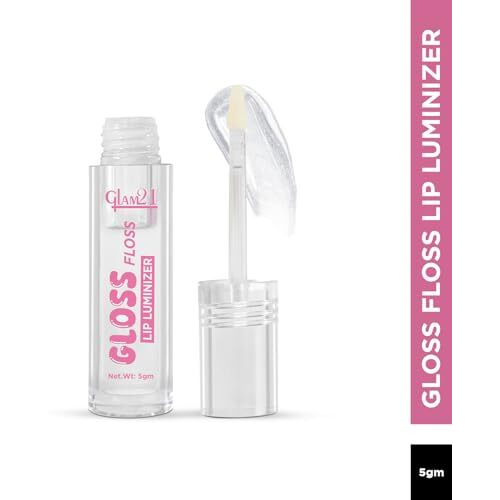 Glam21 Gloss Floss Lip Luminizer|High-Gloss Finish|Non-Sticky Formula| Hydrating Formula| Lightweight |Comfortable Lip Gloss|Transparent|5Gm