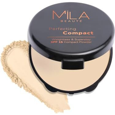 Mila Beaut Perfecting Compact Powder | Natural Matte Finish| Longstay With Spf 15 | Minimized Pores And Finelines | Controls Shine | Lightweight Compact Powder | Shade - (201 Natural, 16G)