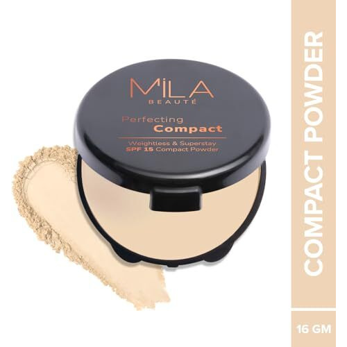 Mila Beaut Perfecting Compact Powder | Natural Matte Finish| Longstay With Spf 15 | Minimized Pores And Finelines | Controls Shine | Lightweight Compact Powder | Shade - (201 Natural, 16G)