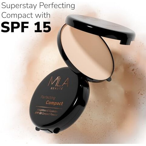 Mila Beaut Perfecting Compact Powder | Natural Matte Finish| Longstay With Spf 15 | Minimized Pores And Finelines | Controls Shine | Lightweight Compact Powder | Shade - (201 Natural, 16G)