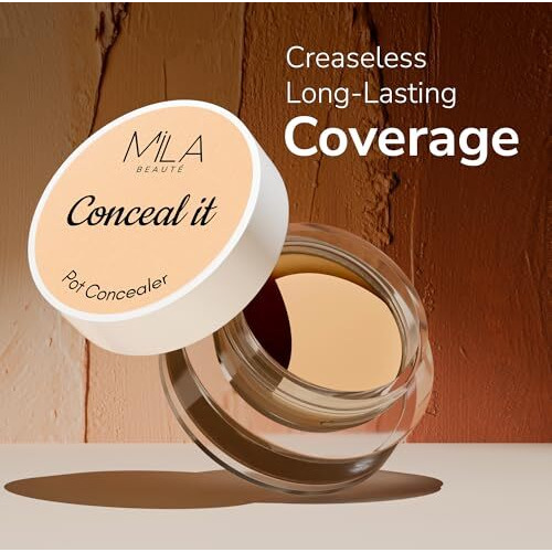 Mila Beaut Conceal It Pot Concealer With Brush | Enriched With Spf 15 And Vitamin E | Light Weight Concealer | Long Lasting Coverage | Natural Matte Finish | Covers All Skin Concerns | Easily Blendable Concealer For Face Makeup | Shade - (04 Medium Beige, 4G)