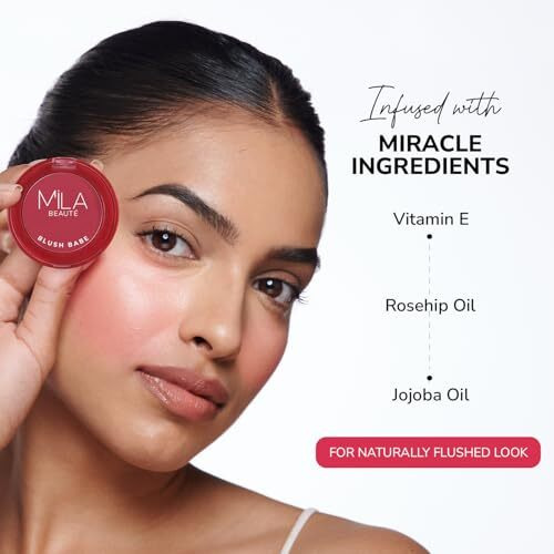 Mila Beaut Blush Babe Powder Blush | Matte Finish Long-Lasting Pigment | Easy To Blend | Non-Drying With Rosehip Oil, Jojoba Oil And Vitamin E | Shade (Berry Punch, 5G)