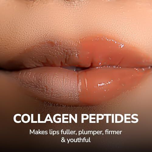 Mila Beaut Peptide Lip Gloss Balm I With Spf & Hyaluronic Acid I Plump & Fuller Lips I Hydrating & Shiny Lip Balm Non Sticky I Highly Pigmented I Soft & Nourished Lips - Chai Latte