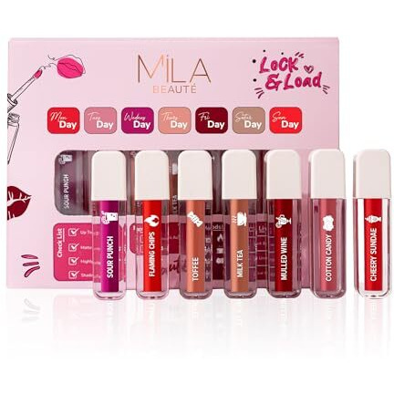 Mila Beaut Set Of 7 Non Transfer Mini Liquid Lipstick Gift Set I 12 Hrs Transfer Proof I With Hyaluronic Acid I Perfect For Gifting, Special Occasion, Wedding, Travel Friendly Combo For Women I Gift Pack