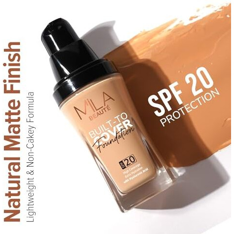 Mila Beaut Built To Cover Liquid Foundation I Medium To Buildable Coverage I Matte Finish I Lightweight I Spf 20 I Super Hydrating With Hyaluronic Acid (M-1-Beige, 30Ml)