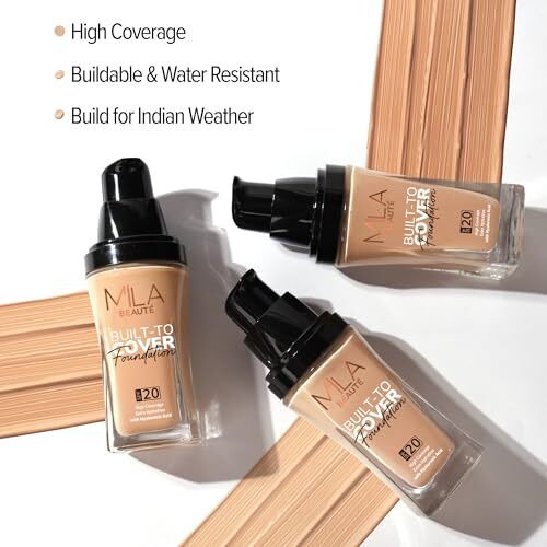 Mila Beaut Built To Cover Liquid Foundation I Medium To Buildable Coverage I Matte Finish I Lightweight I Spf 20 I Super Hydrating With Hyaluronic Acid (M-1-Beige, 30Ml)