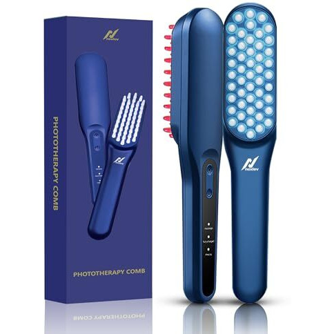 Nexlev Hair Phototherapy Comb | Scalp Massager | Led Red Light For Hair Growth|Blue Light To Reduce Dandruff | Hair Fall Control |Type C |90 Min Use|Targeted Laser Hair Growth Treatment|3 Modes|Le-02