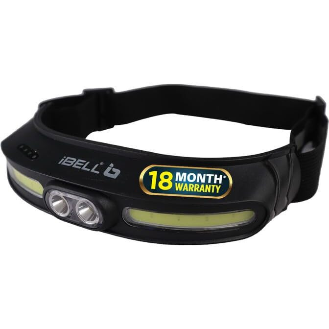 Ibell Hl8245S Rechargeable Headlamp Torch With Headband, Long Range Super Bright Led Flashlight With Various Light Modes (Black)
