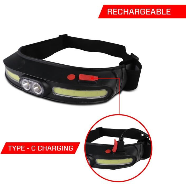 Ibell Hl8245S Rechargeable Headlamp Torch With Headband, Long Range Super Bright Led Flashlight With Various Light Modes (Black)