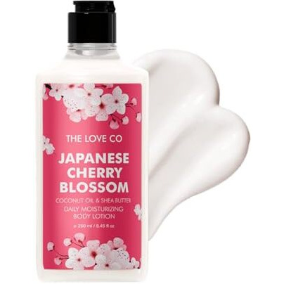 The Love Co. Japanese Cherry Blossom Body Lotion - Nourishing Moisturizer Cream For Dry Skin - Suitable For Men And Women With Jojoba Oil, Shea Butter & Vitamin E - 250Ml