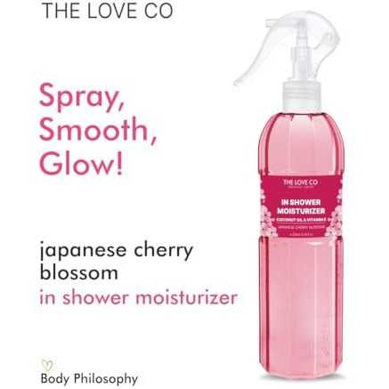 The Love Co Japanese Cherry Blossom In-Shower Body Moisturizer | Coconut Oil & Shea Oil | For All Skin Types | Hydrates & Plumps | Reduces Dryness & Kp Bumps | Non-Greasy | 250 Ml