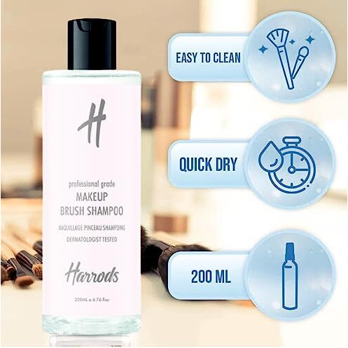Harrods Professional Makeup Brush Cleaner 200Ml |Deep Clean Shampoo For Cleaning Make-Up Brushes - Shampoo For Any Brush, Sponge Or Applicator